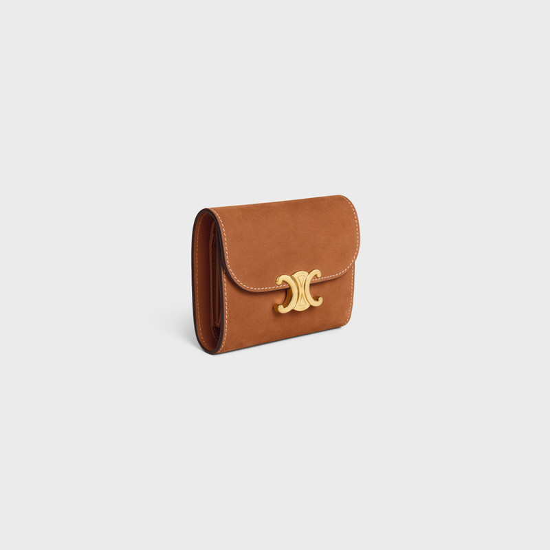 CELINE Small Flap Wallet TRIOMPHE IN NUBUCK CALFSKIN outlook
