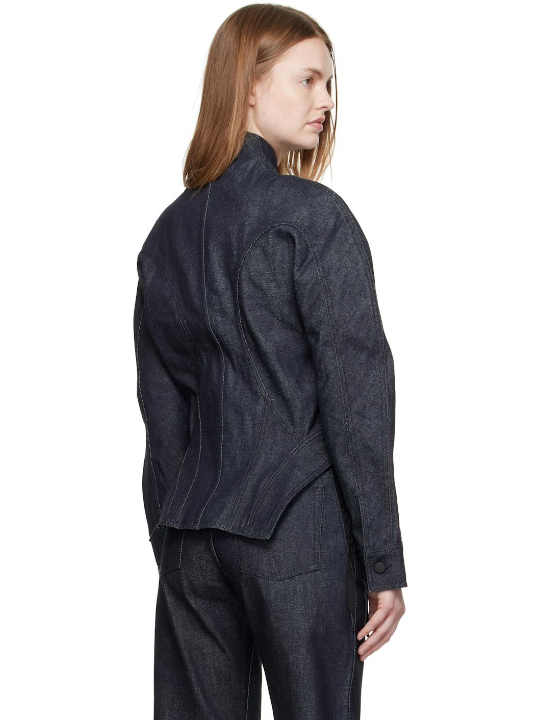 Indigo Sculptural Denim Jacket - 3