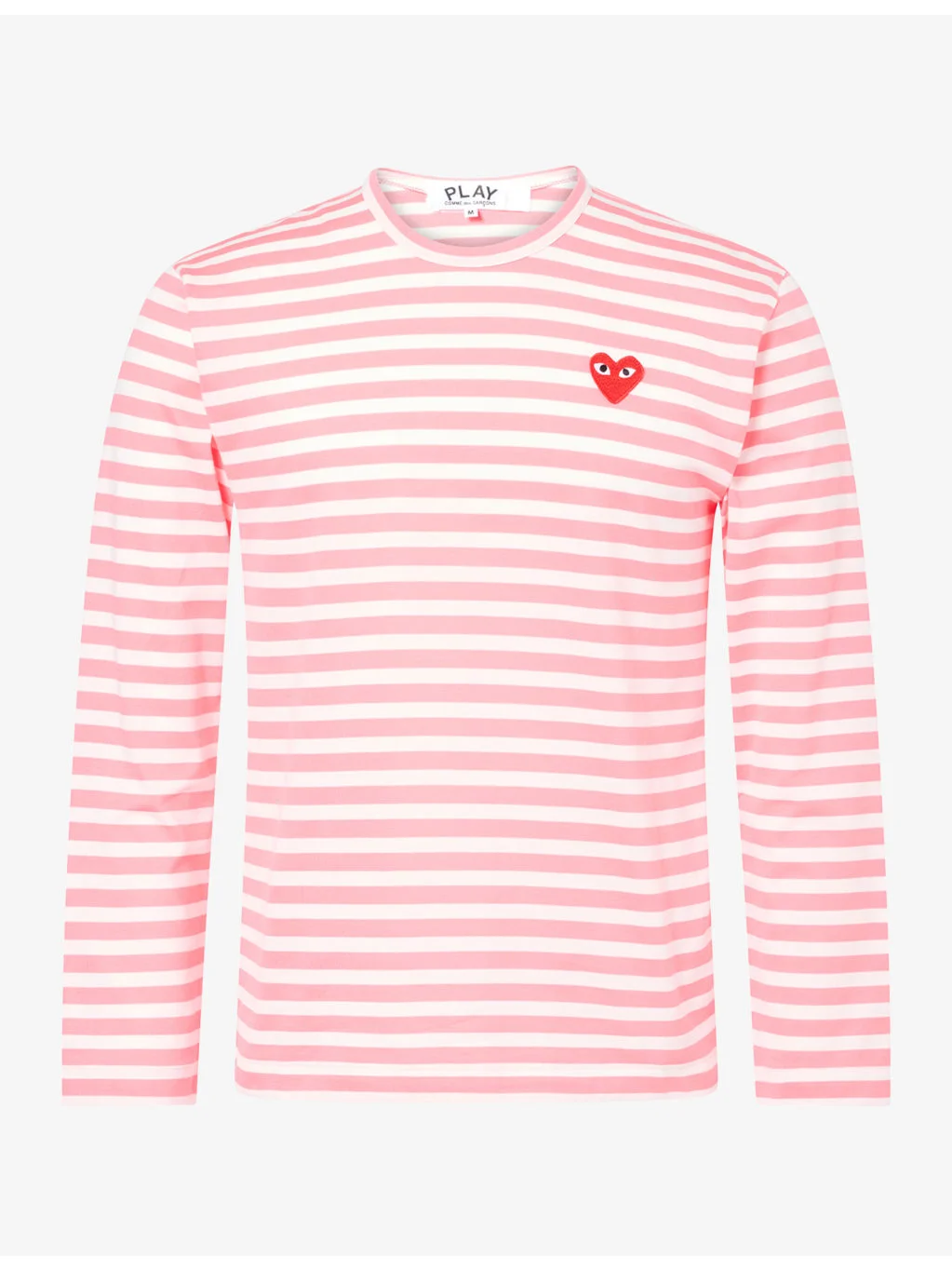 Striped Heart Motif-Logo Long-Sleeve T-Shirt - 1