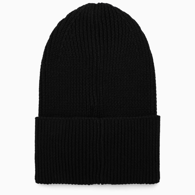 Palm Angels Black knitted hat with logo - 2