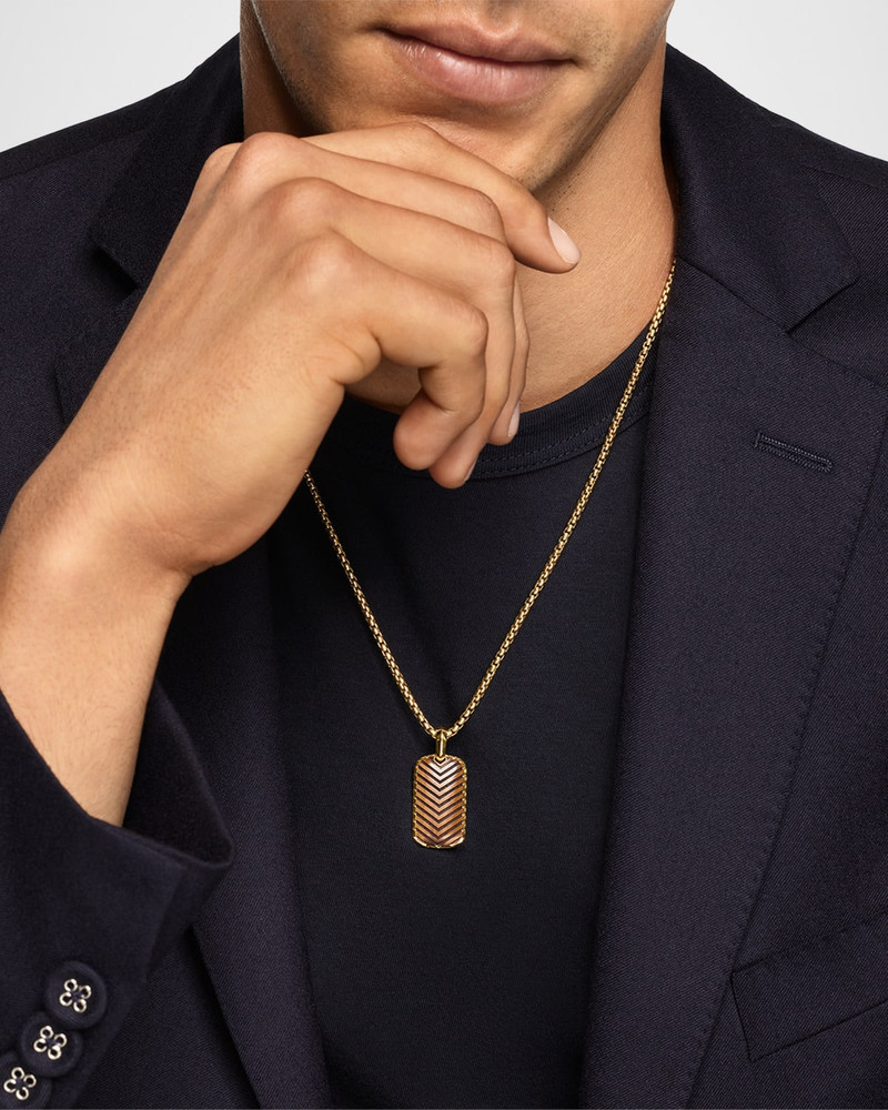 DAVID YURMAN Men's Chevron Tag Enhancer in 18K Gold with Tigers Eye, 27mm outlook