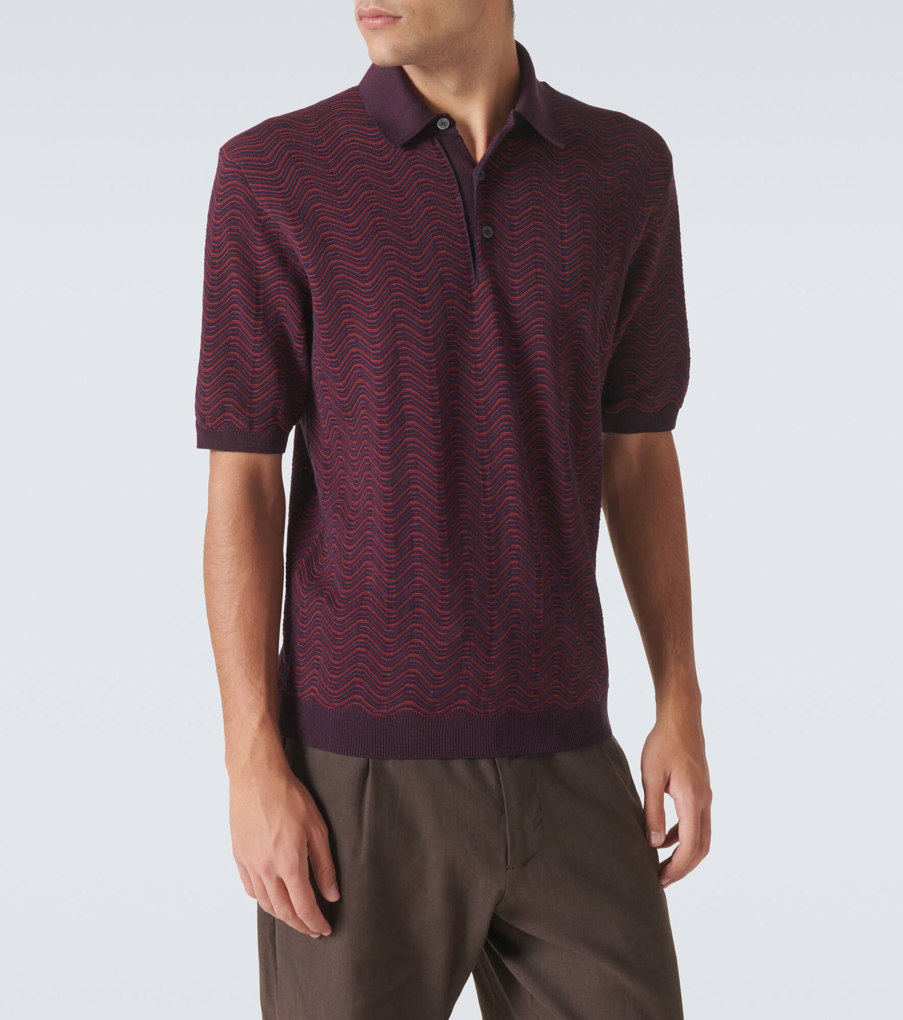 Zigzag wool-blend polo shirt - 3