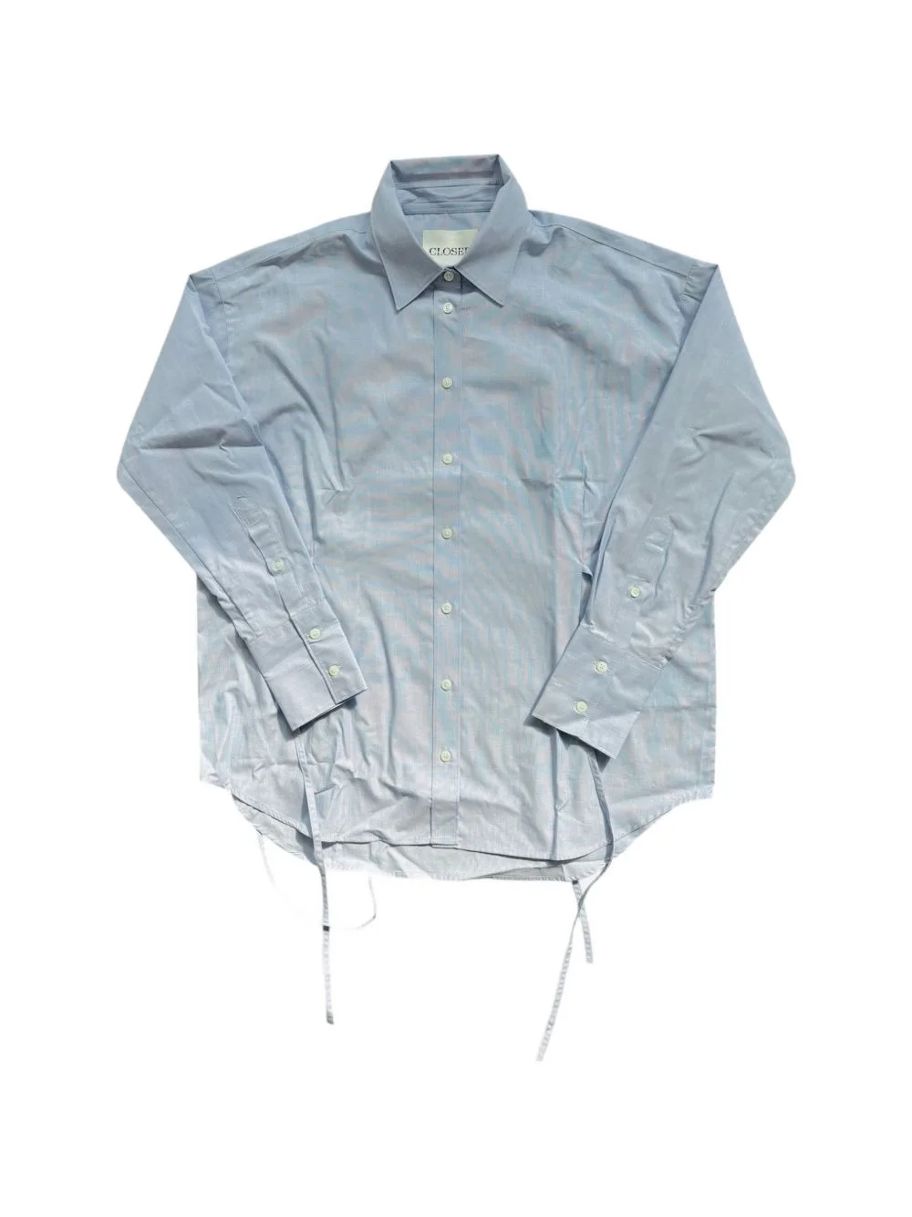 button-up tie-detail cotton shirt - 1