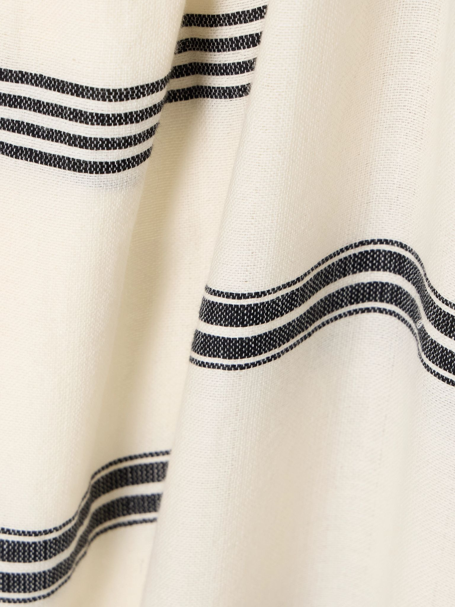 Leila striped cotton midi dress Cream - 4