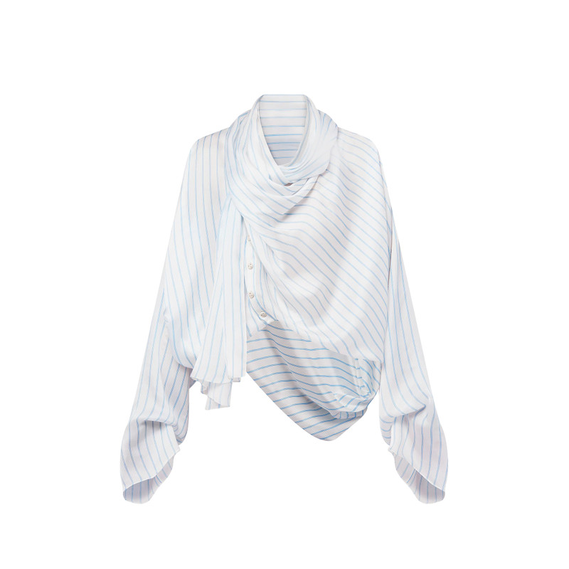 Double Stripe Draped Blouse 1