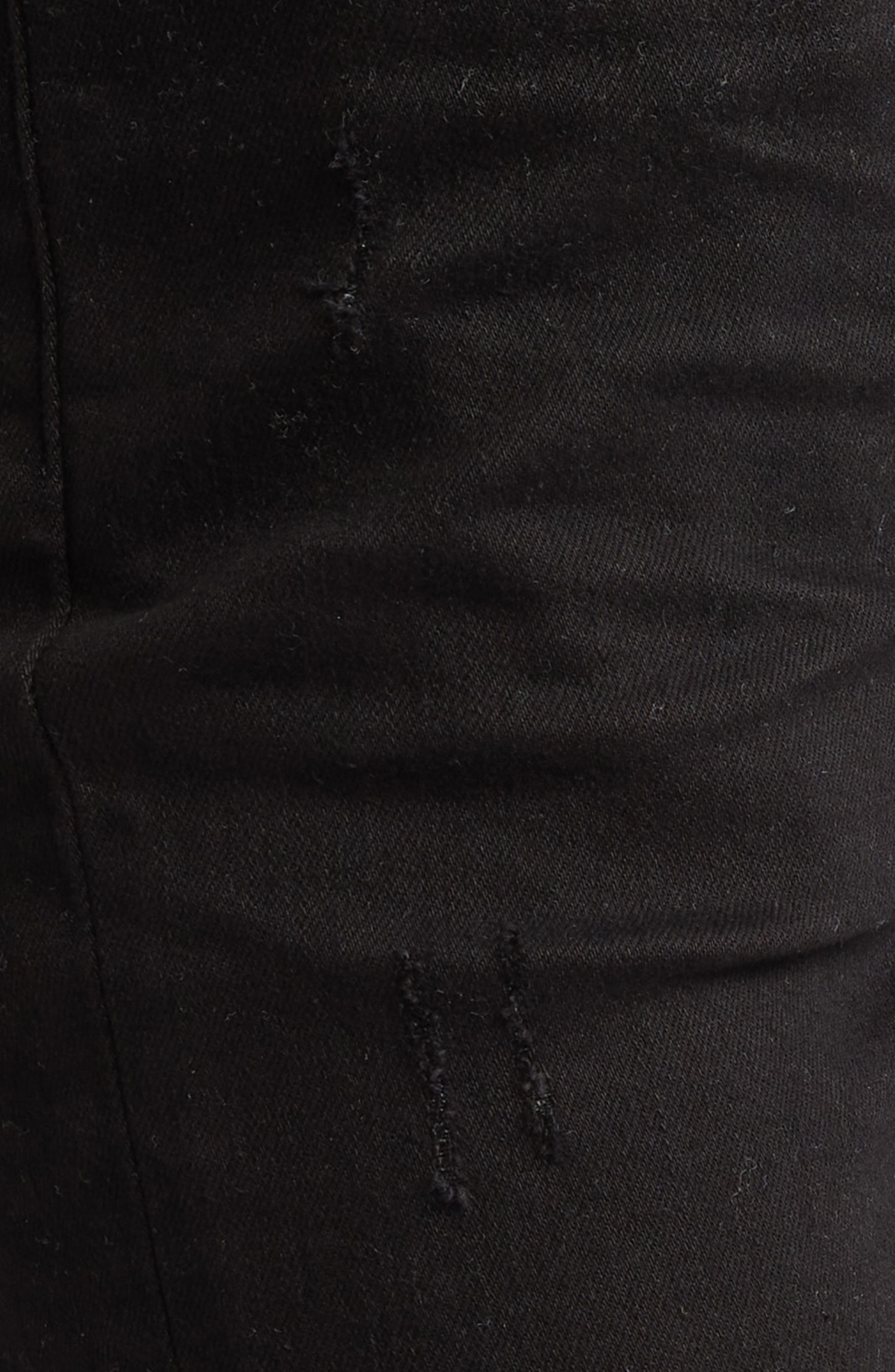 AMIRI MX1 Leather Patch Ripped Skinny Jeans in Black Od at Nordstrom - 7