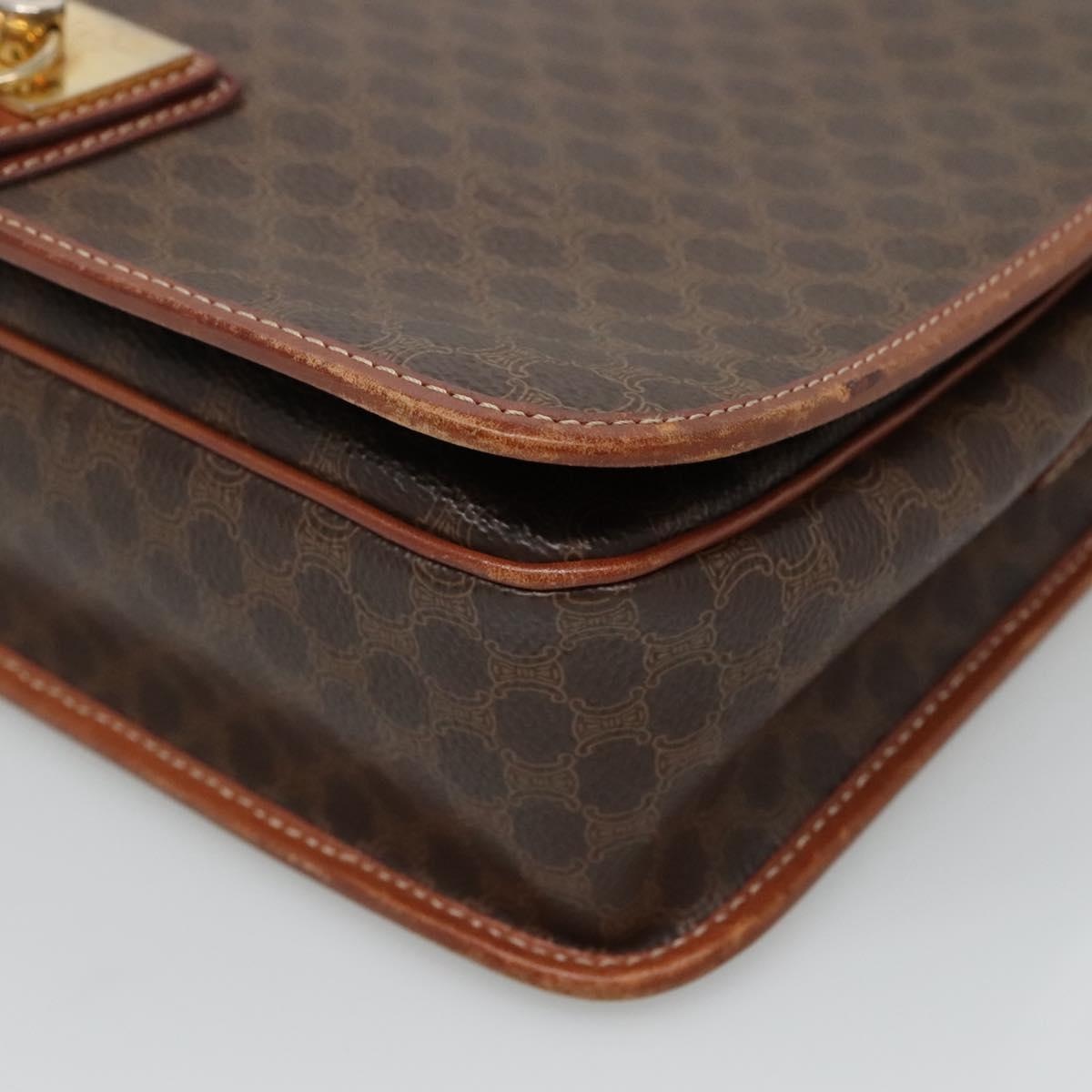 CELINE Macadam Canvas Shoulder Bag Pvc Leather Brown - 10