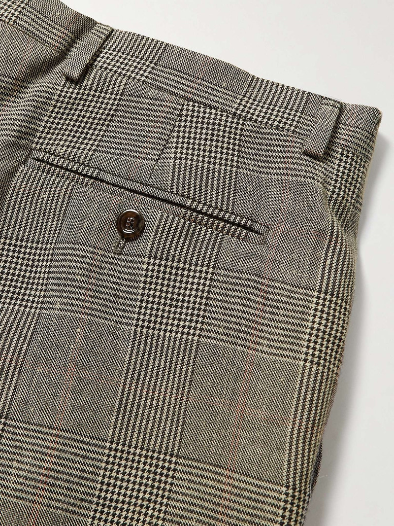 Flared Prince of Wales Checked Wool and Linen-Blend Suit Trousers 5