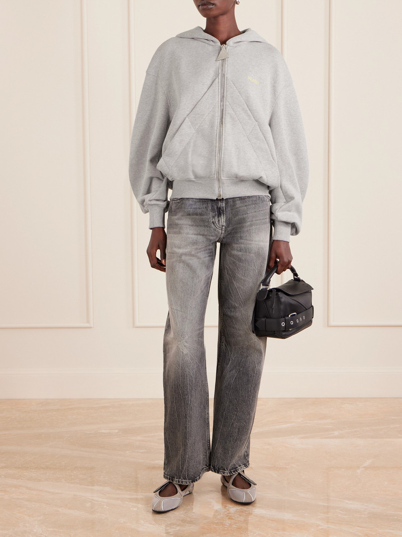 THE ATTICO Embroidered Cotton-blend Jersey Zip-up Hoodie outlook