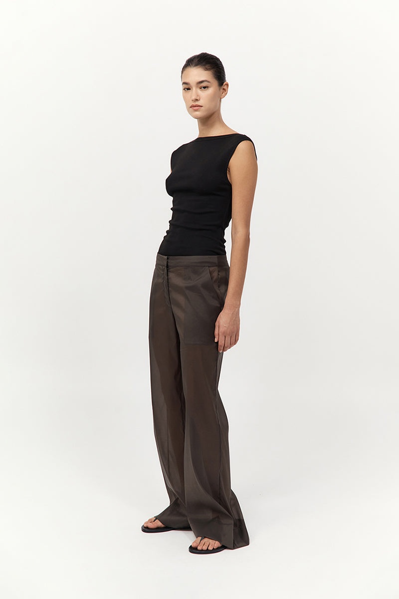 Tailored Transparent Pants - Black Olive - 3
