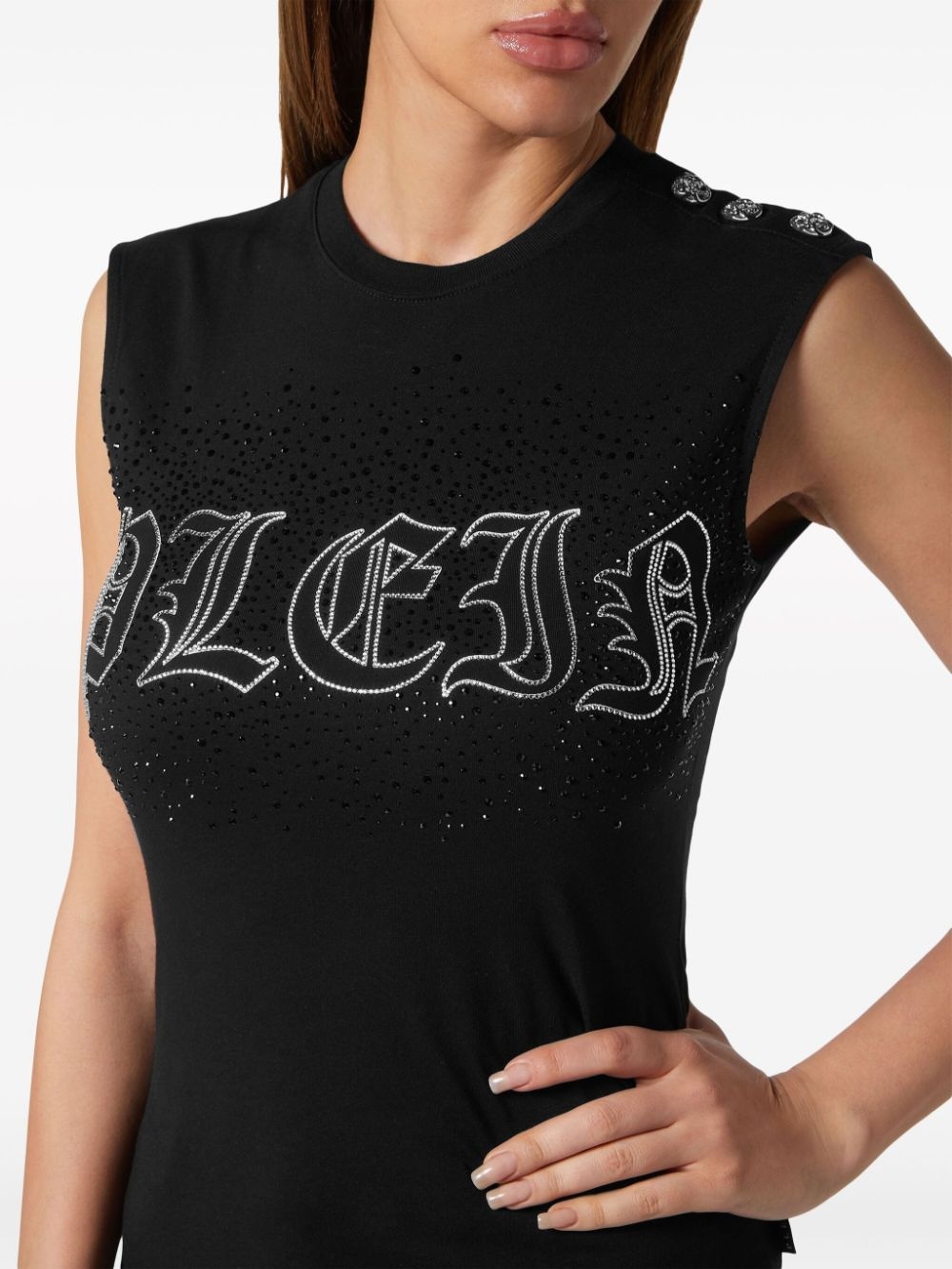 crystal-embellished cotton tank top - 5