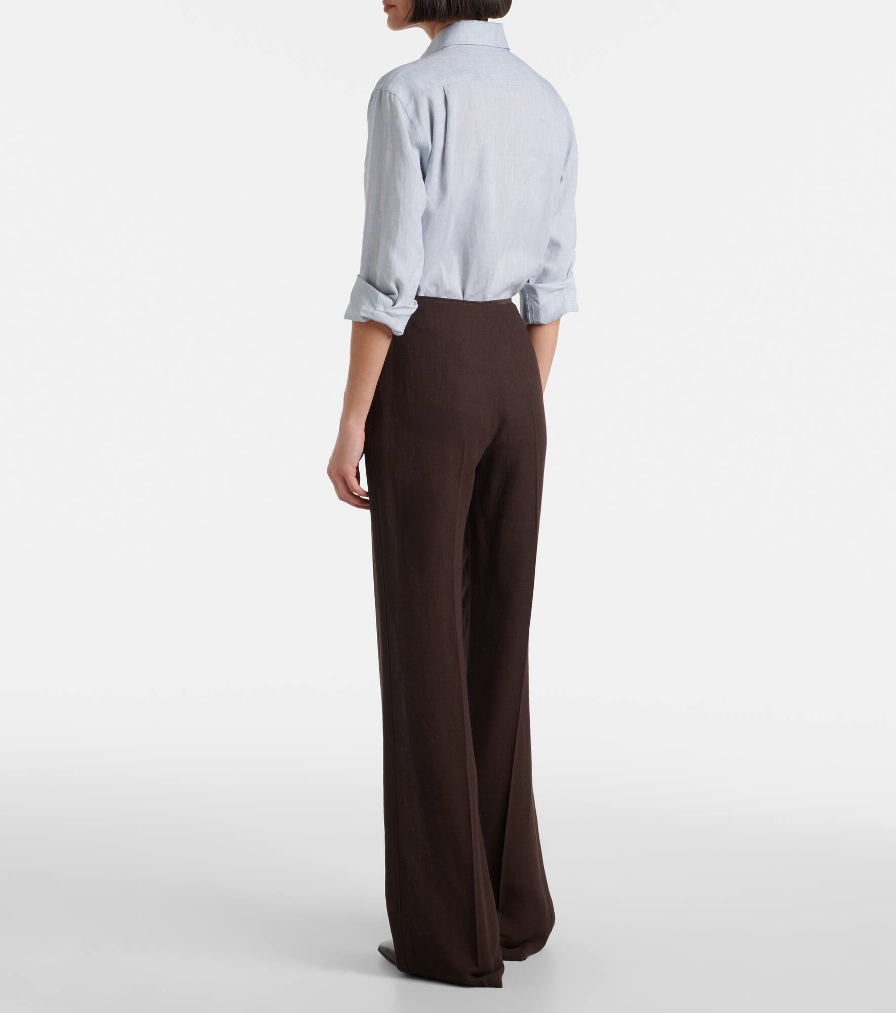 Timi linen crêpe flared pants - 3