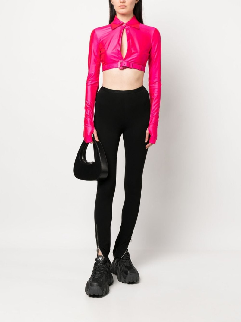 VERSACE JEANS COUTURE Baroque-buckle crop shirt outlook