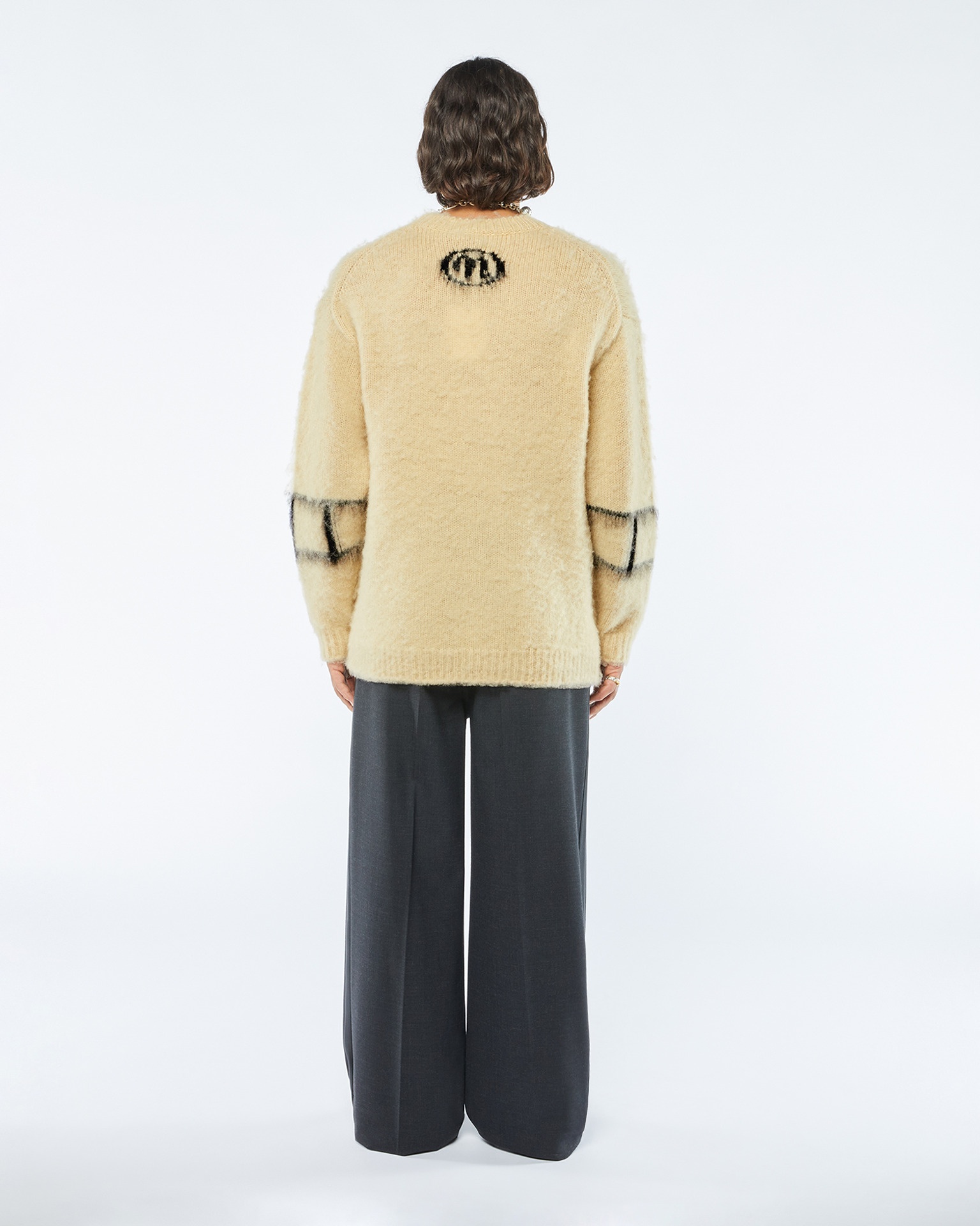 DESTIN - Brushed merino wool sweater - Vintage creme/black - 4