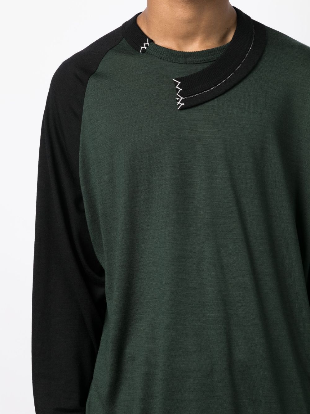 asymmetric wool long-sleeve T-shirt - 5