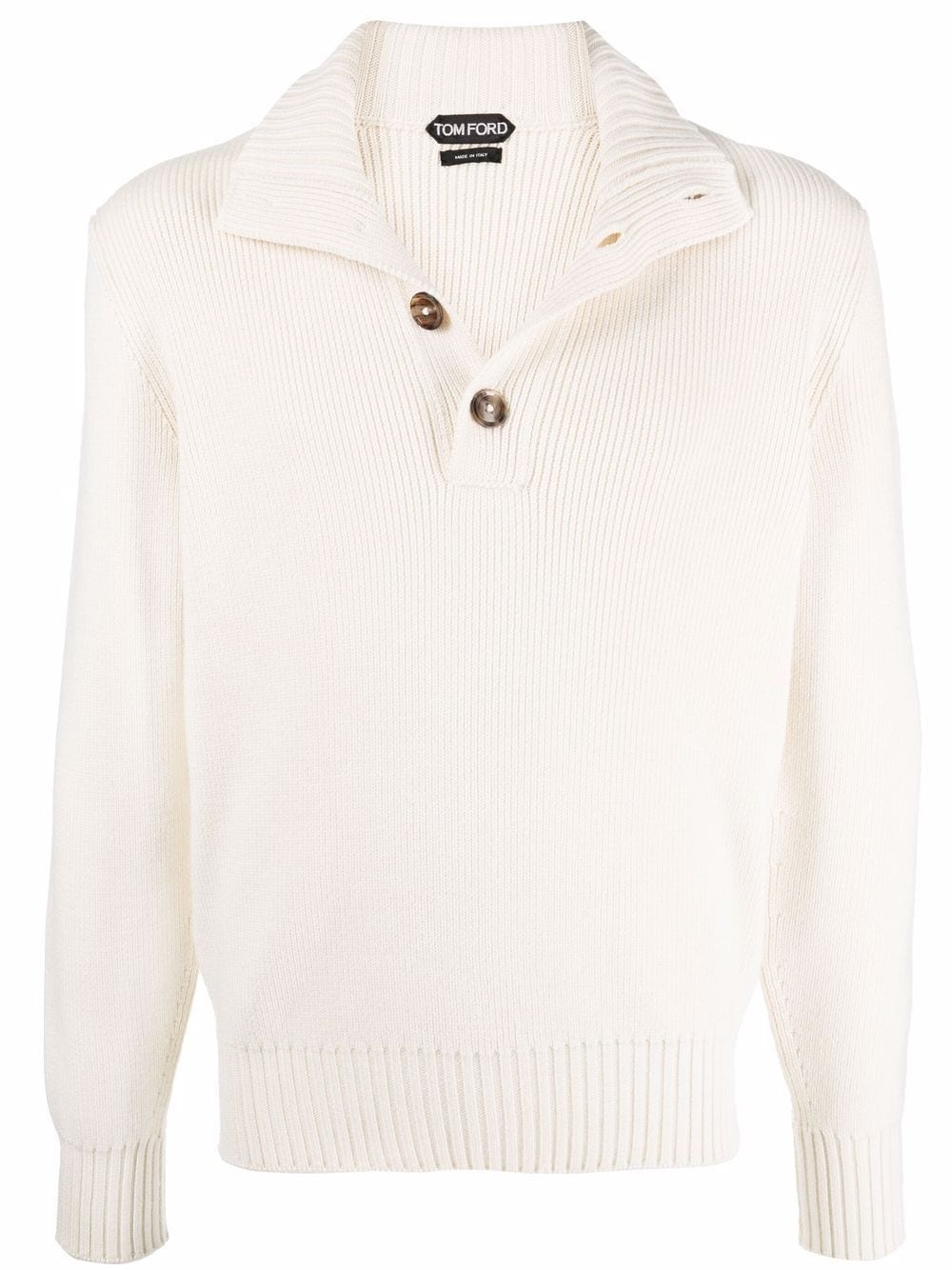 button-up roll-neck sweater - 1