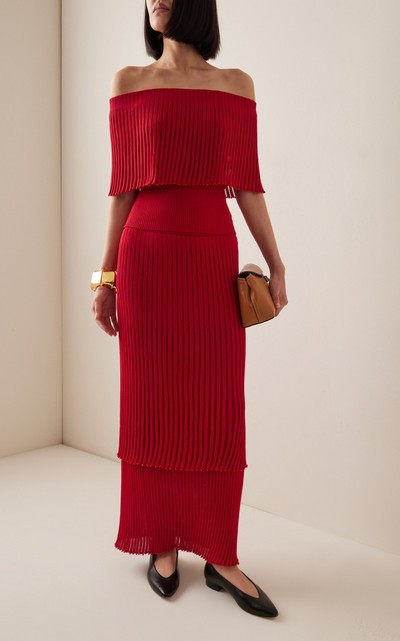 Altuzarra Ariana Pleated Knit Maxi Skirt red outlook