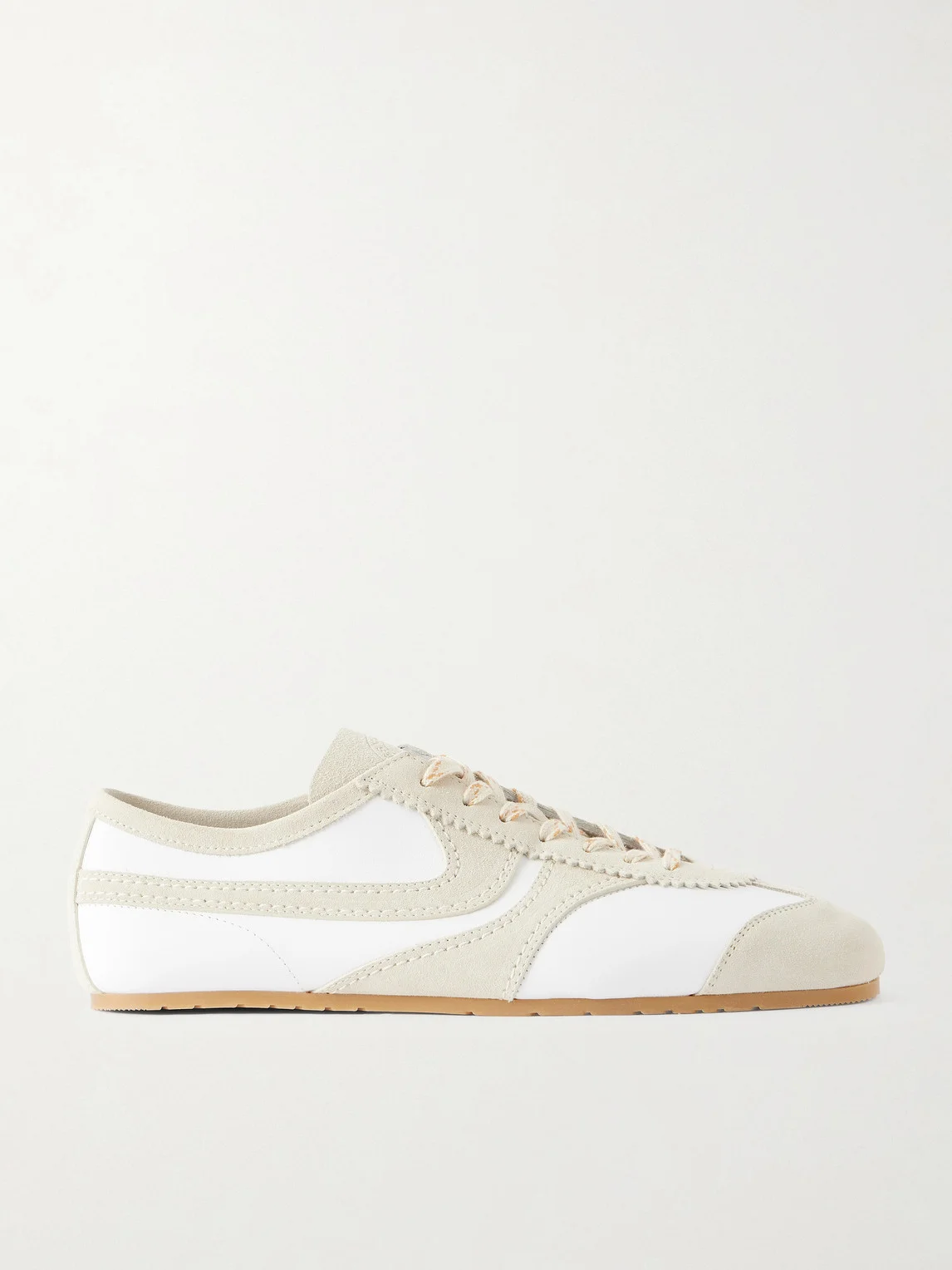 Suede-Trimmed Leather Sneakers - 1