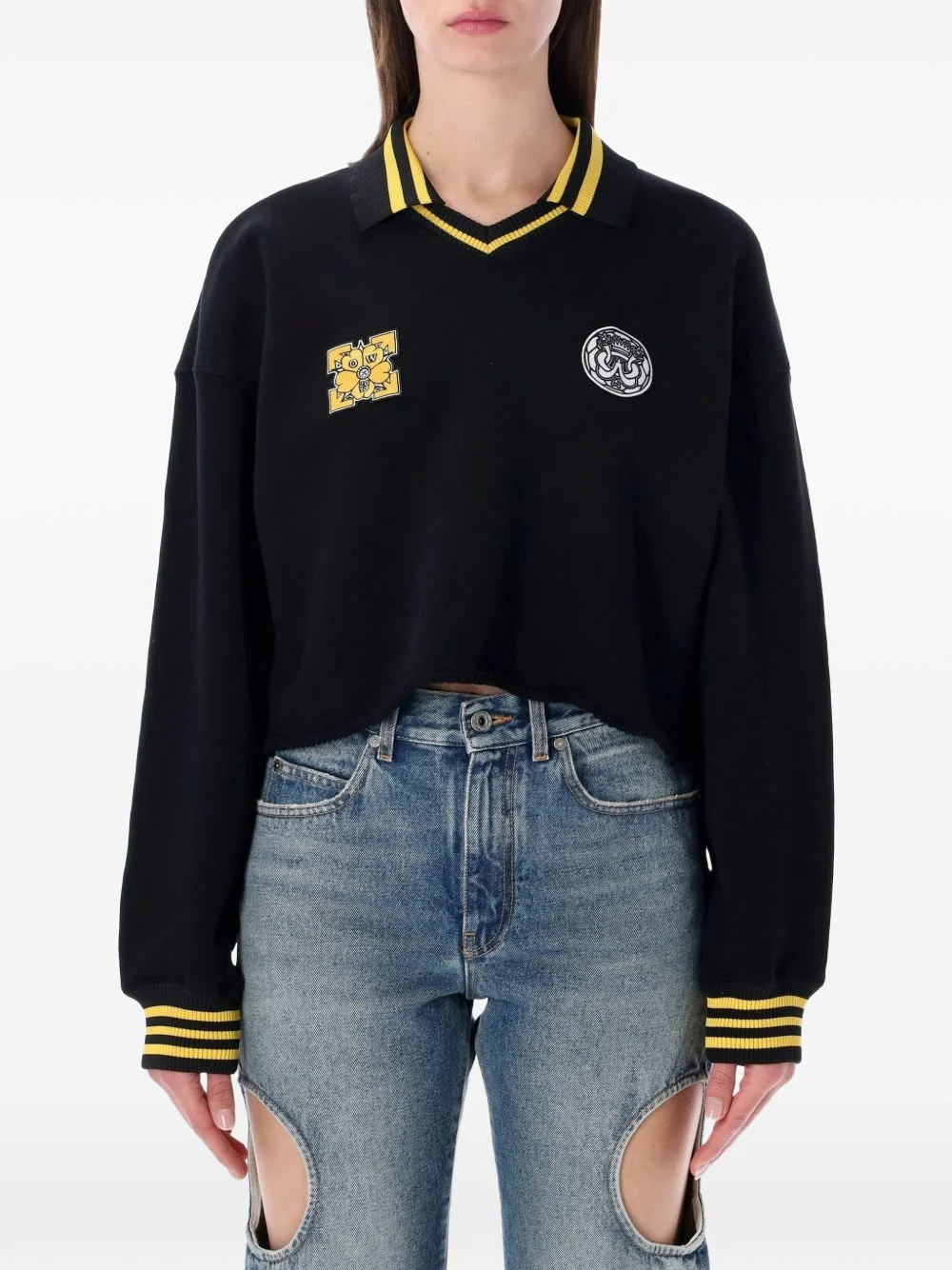 v-neck cropped polo - 1