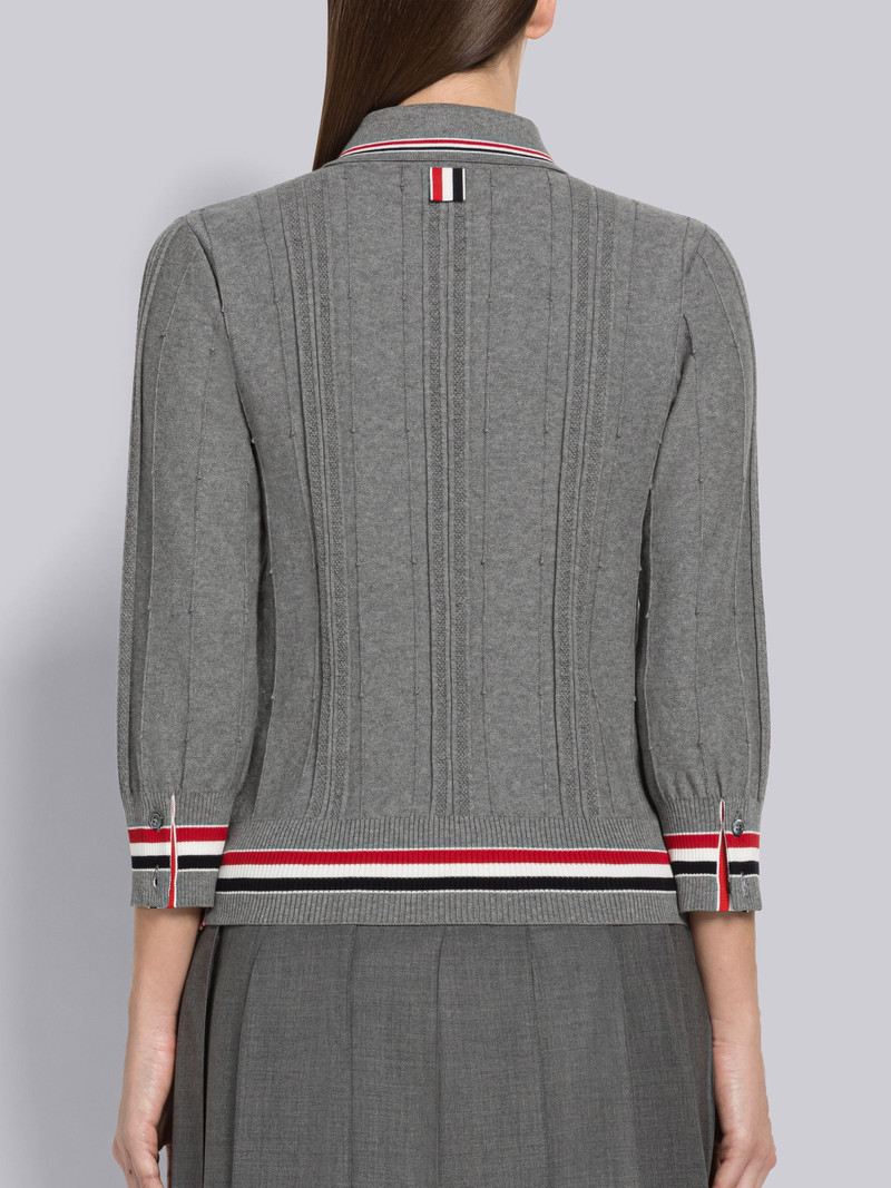 High Twist Cotton Cricket Stripe Polo Cardigan 3