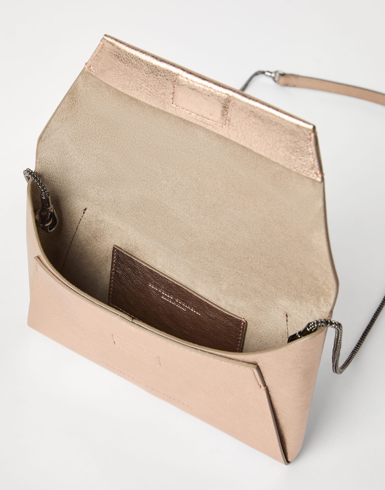 BC Duo pochette in lamé calfskin with precious chain - 5