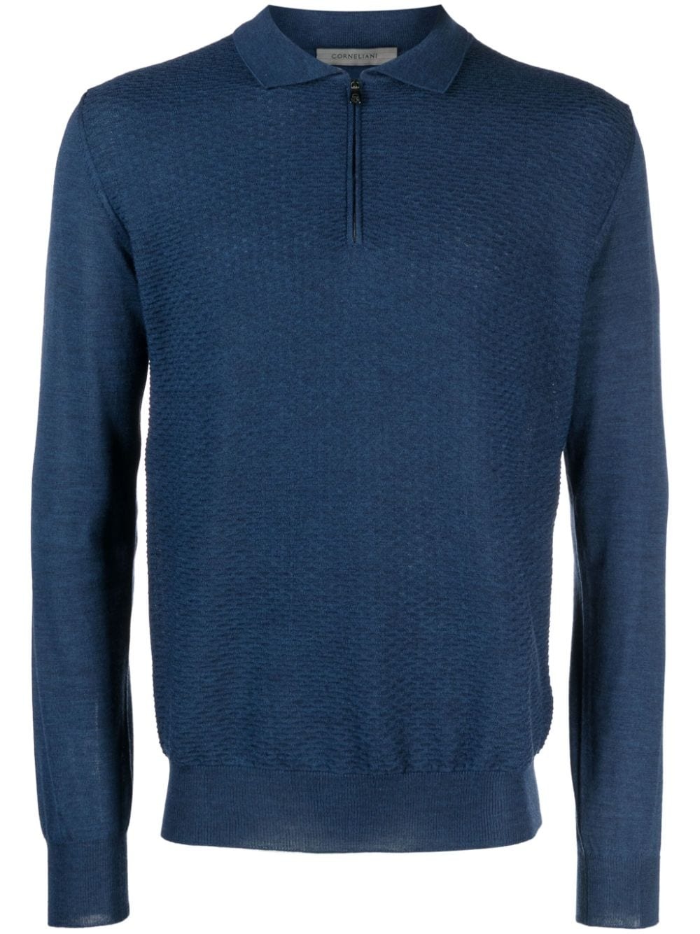 waffle-knit wool polo shirt - 1
