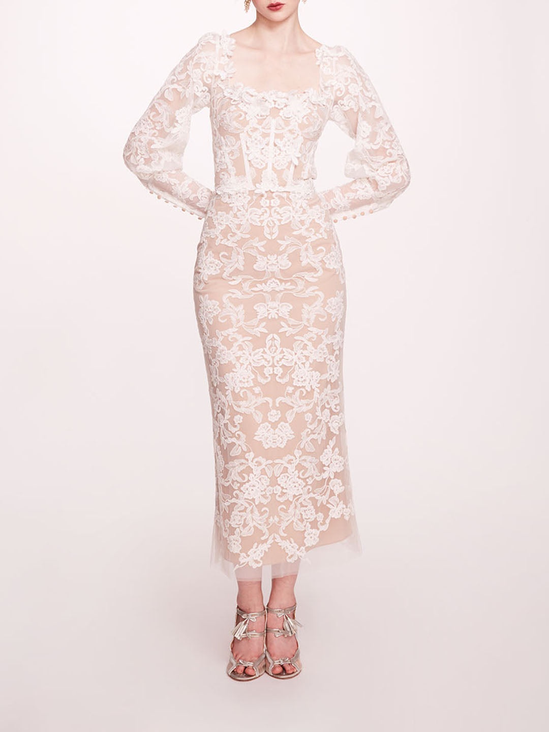 LONG SLEEVE CORDED MIDI DRESS - 1