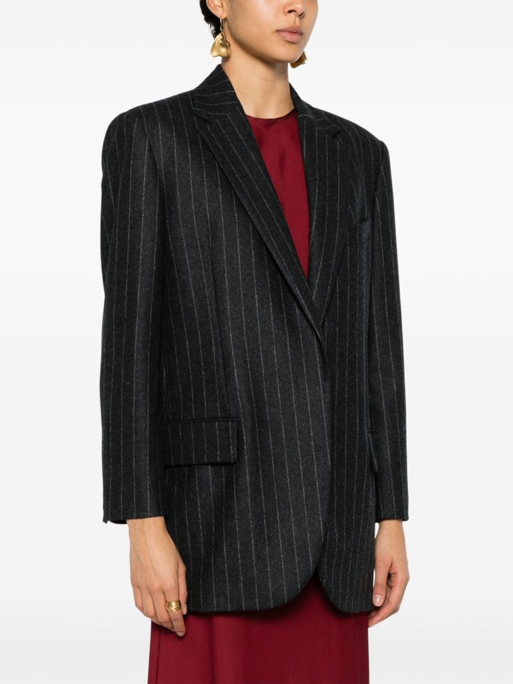pinstriped wool blazer - 3