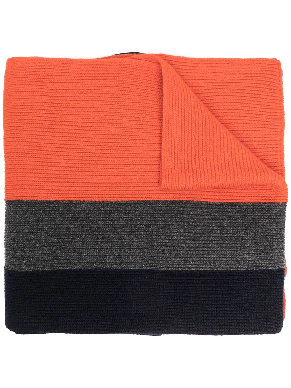 logo patch colour-block knitted scarf - 1