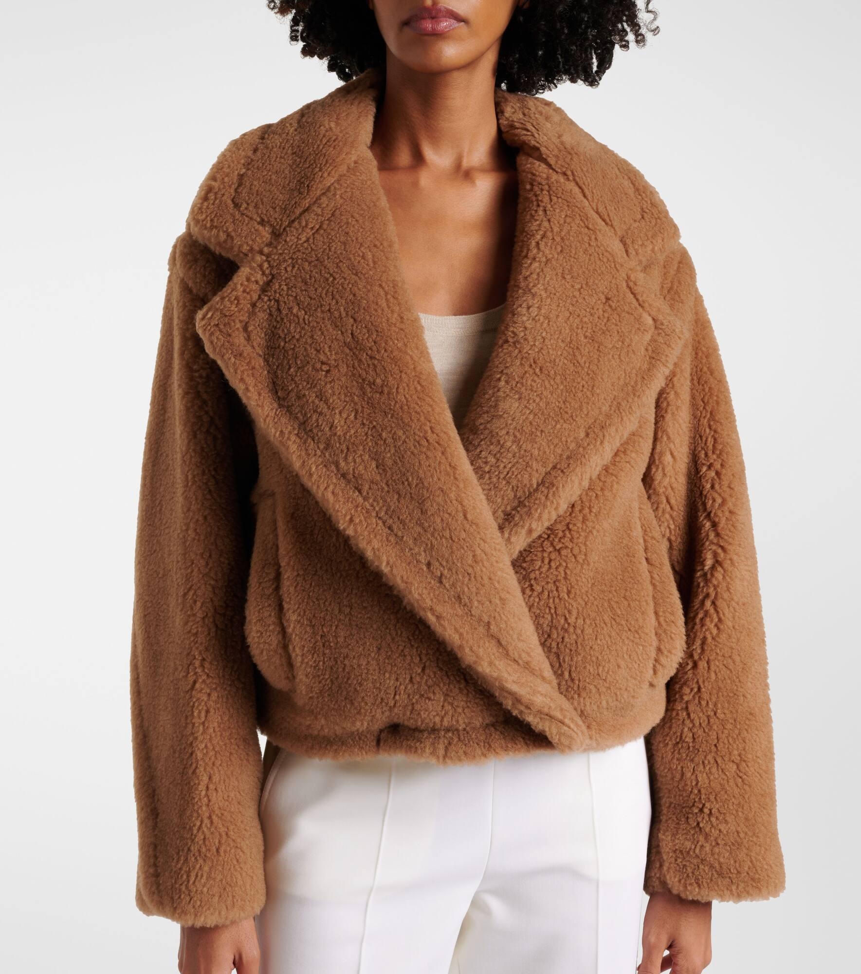 Gardone camel hair and silk teddy coat - 5