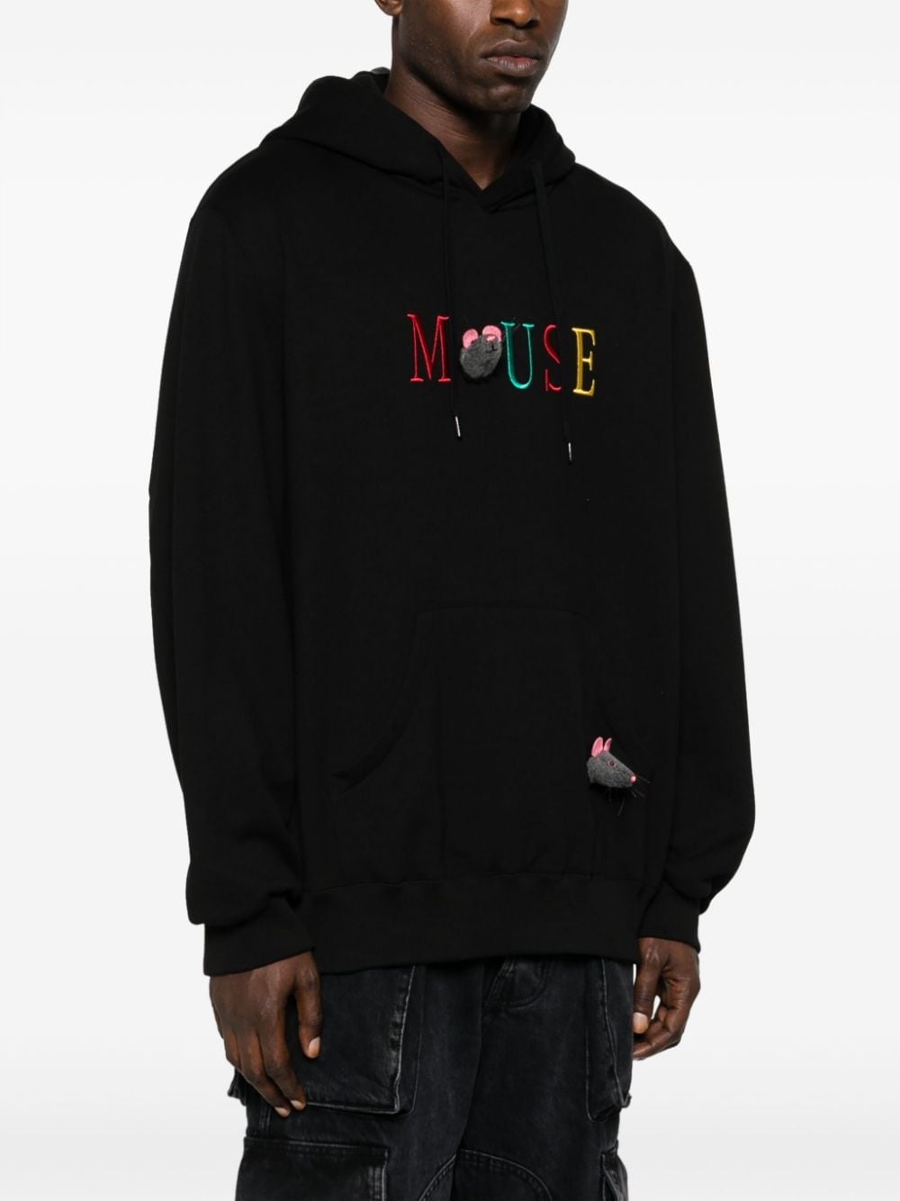 motif-embroidered cotton hoodie - 3