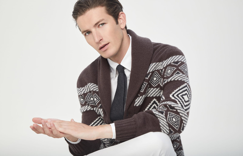 Ethnic Jacquard cardigan in cashmere with metal buttons 6