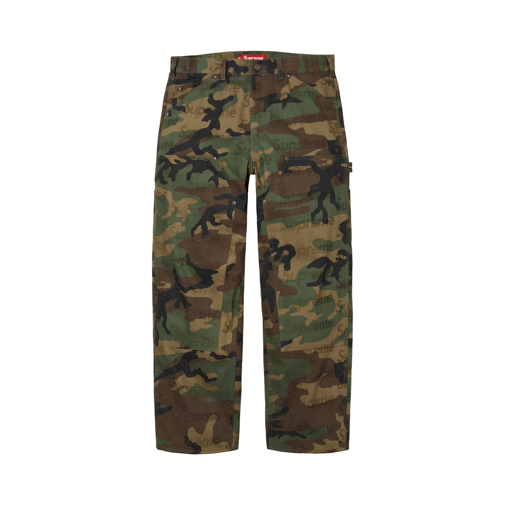 Supreme Jacquard Logos Double Knee Denim Painter Jean 'Woodland Camo' - 1