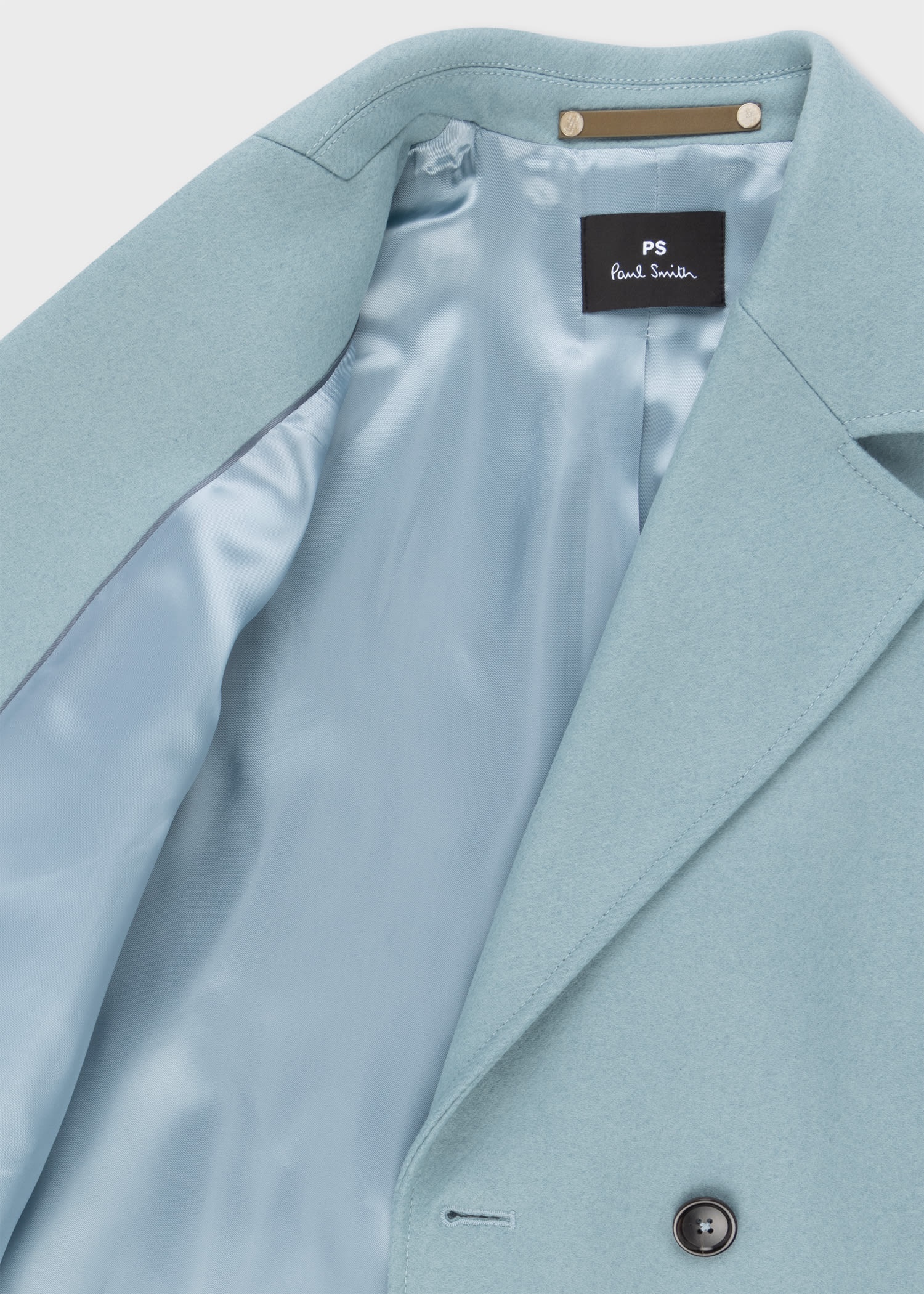 Light Blue Wool-Cashmere Pea Coat - 4