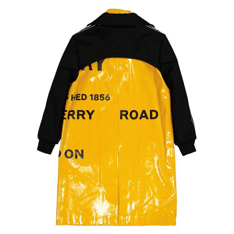Open Box - Burberry Men's Yellow Norfolk Track Top Panel Horseferry Print Car Coat, Size Small - 2