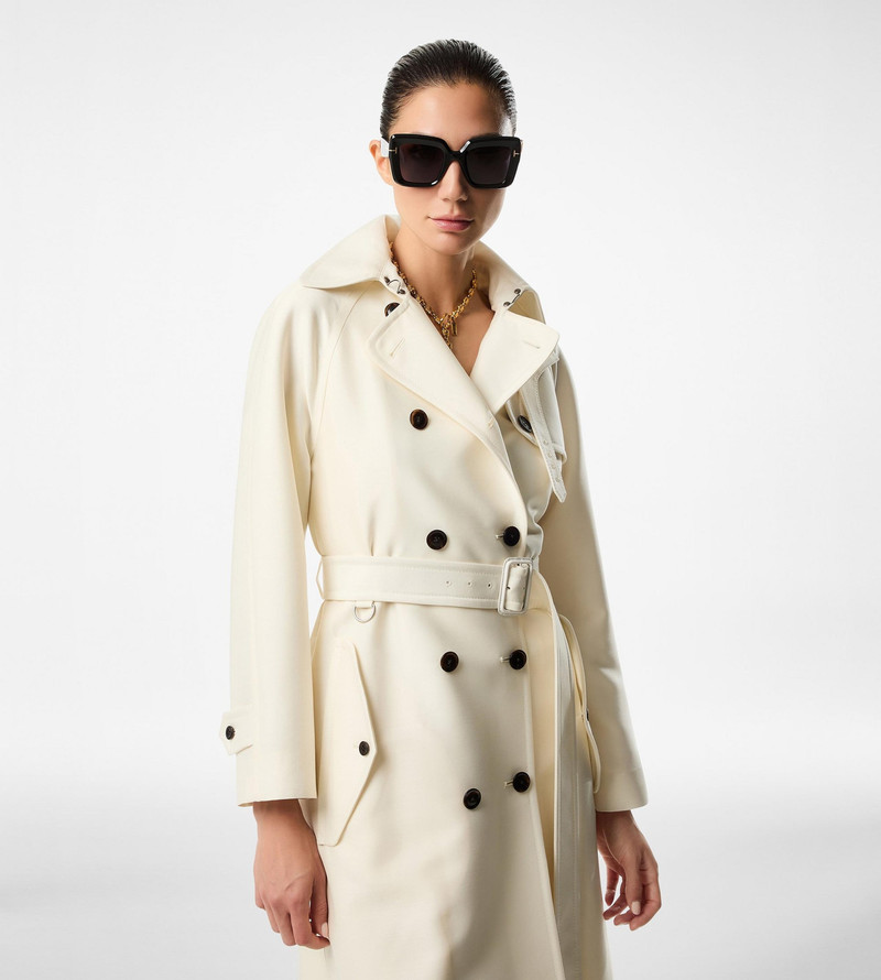 TOM FORD WOOL AND SILK BLEND TWILL TRENCH COAT outlook