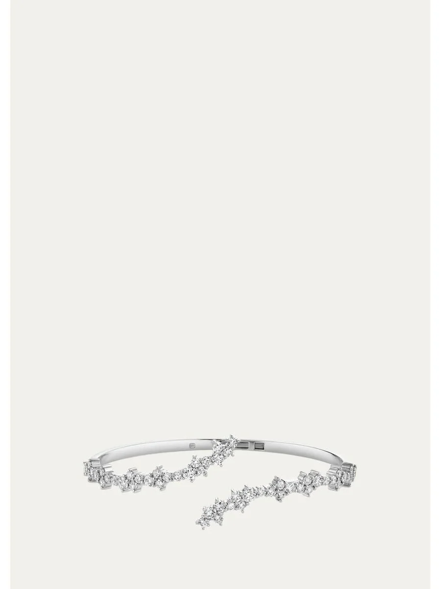 14K Yellow Gold Diamond Cocktail Wrap Hinge Bangle - 1