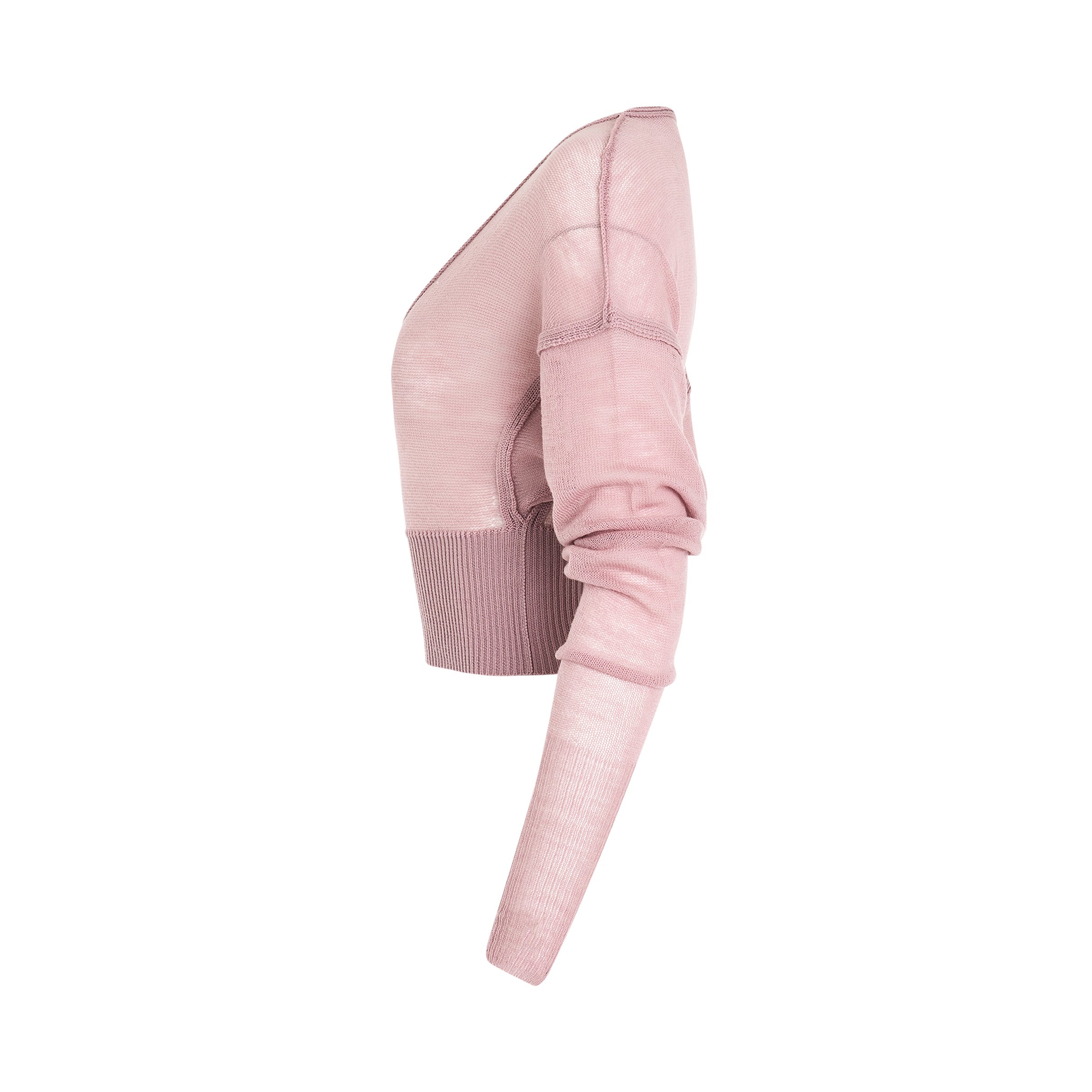 Long Sleeve V Knit Sweater in Dusty Pink - 3