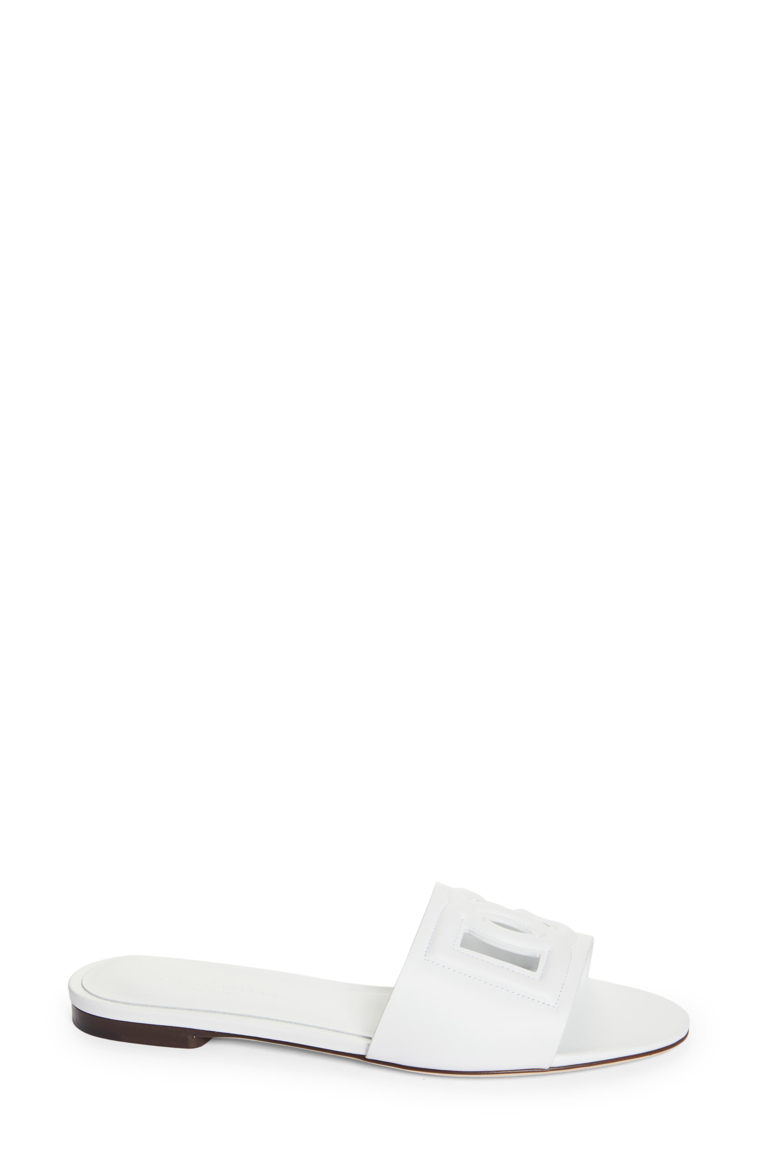 Dolce&Gabbana Bianca Interlock Slide Sandal in White at Nordstrom - 3