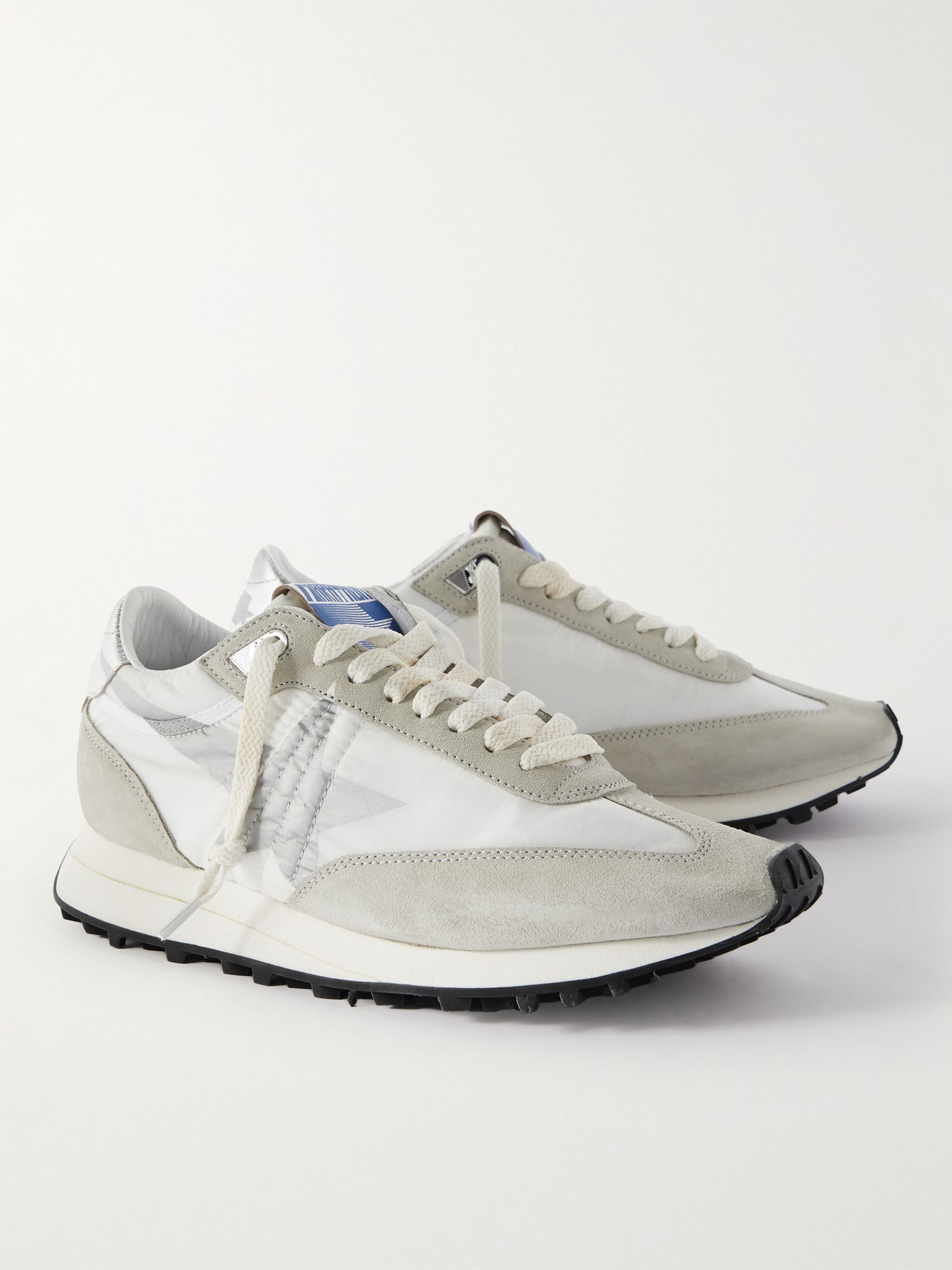 Marathon Leather and Suede-Trimmed Nylon Sneakers White - 4