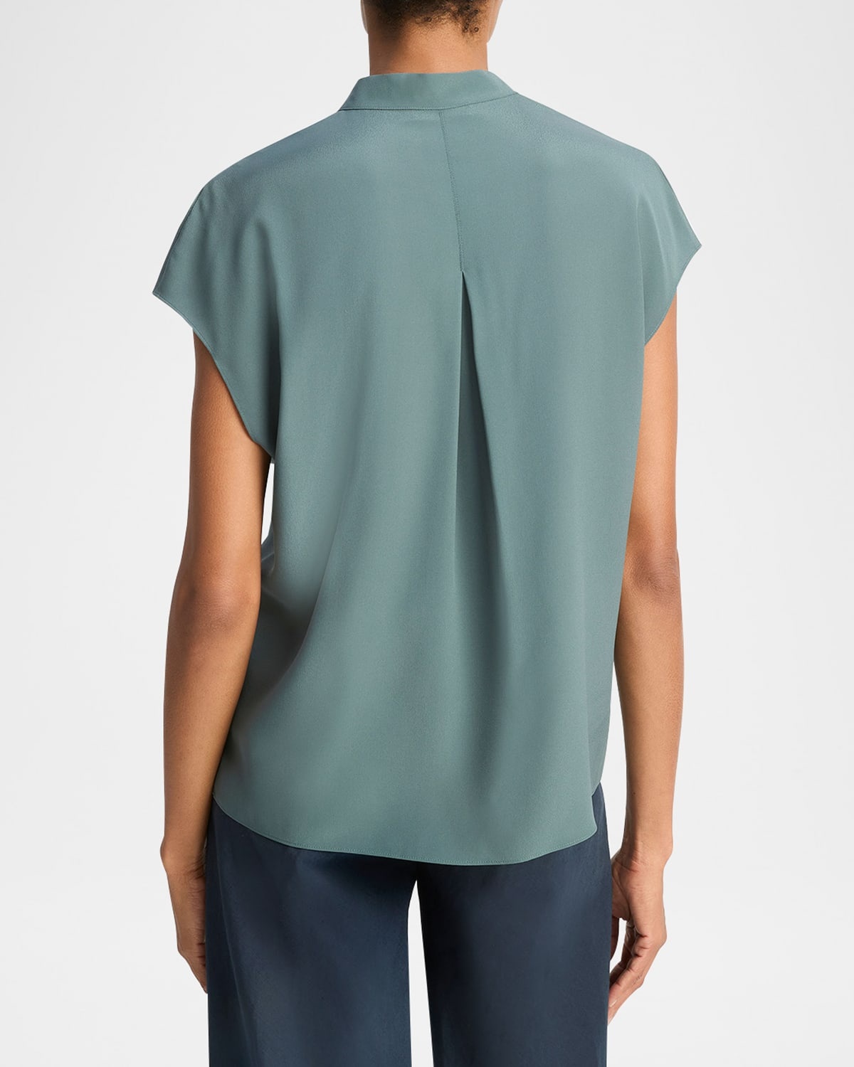 Cap-Sleeve Blouse with Hidden Placket - 2