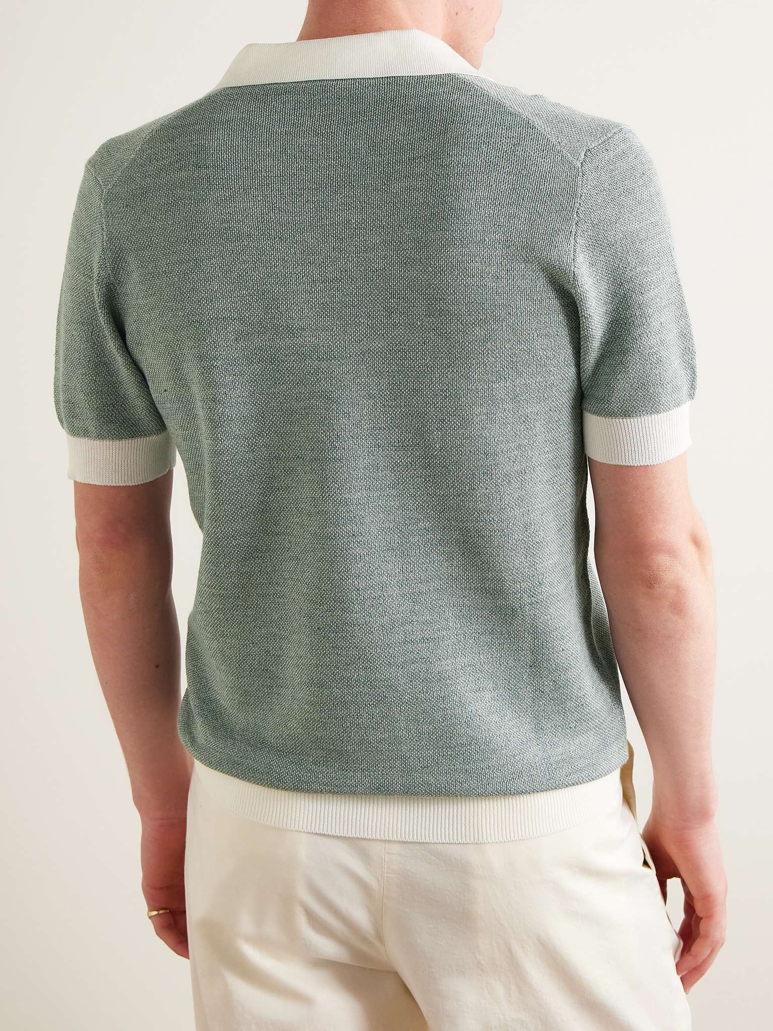 Birdseye Cotton and Linen-Blend Polo Shirt - 3