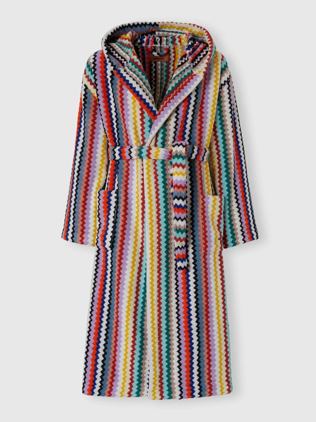 Riverbero bathrobe in cotton terry with zigzag pattern - 1