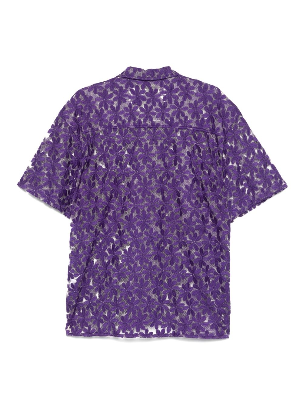 flower-embroidered sheer shirt - 2