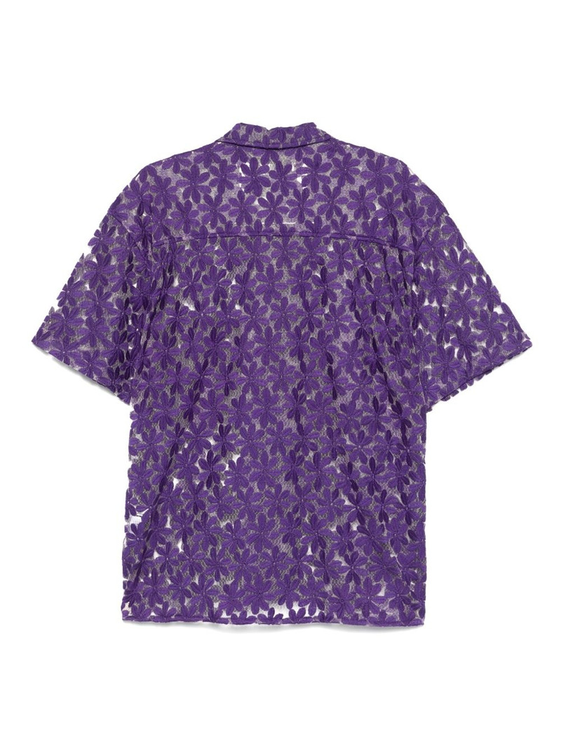 Andersson Bell flower-embroidered sheer shirt outlook