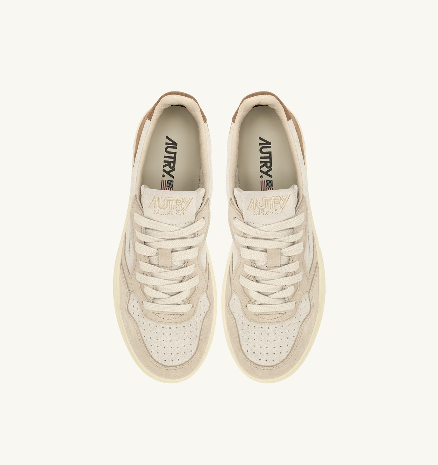 MEDALIST LOW TRICOLOR SNEAKERS IN SAND AND CIGAR SUEDE - 5