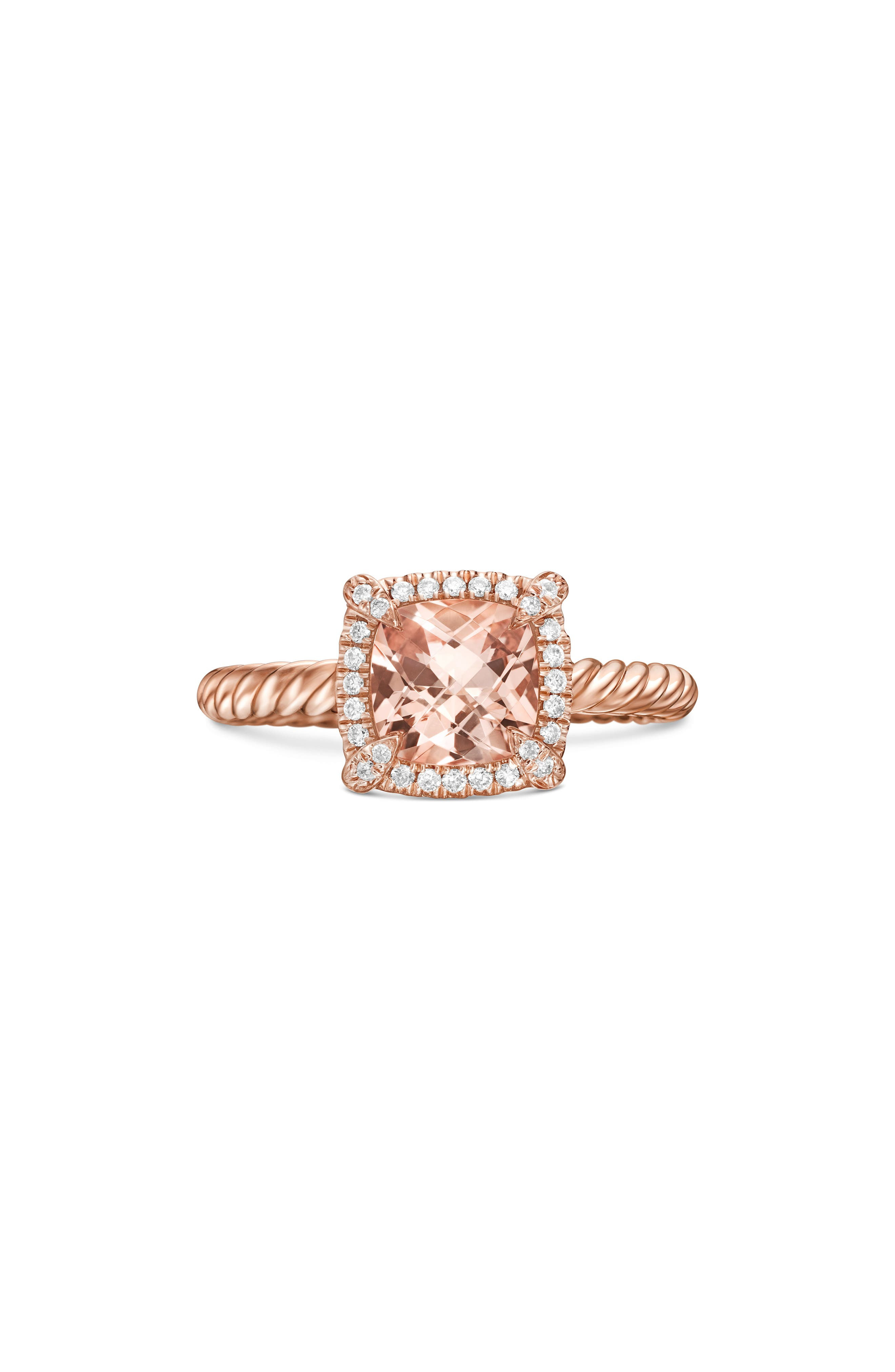 David Yurman Petite Chatelaine® Pavé Bezel Ring in Morganite at Nordstrom - 1