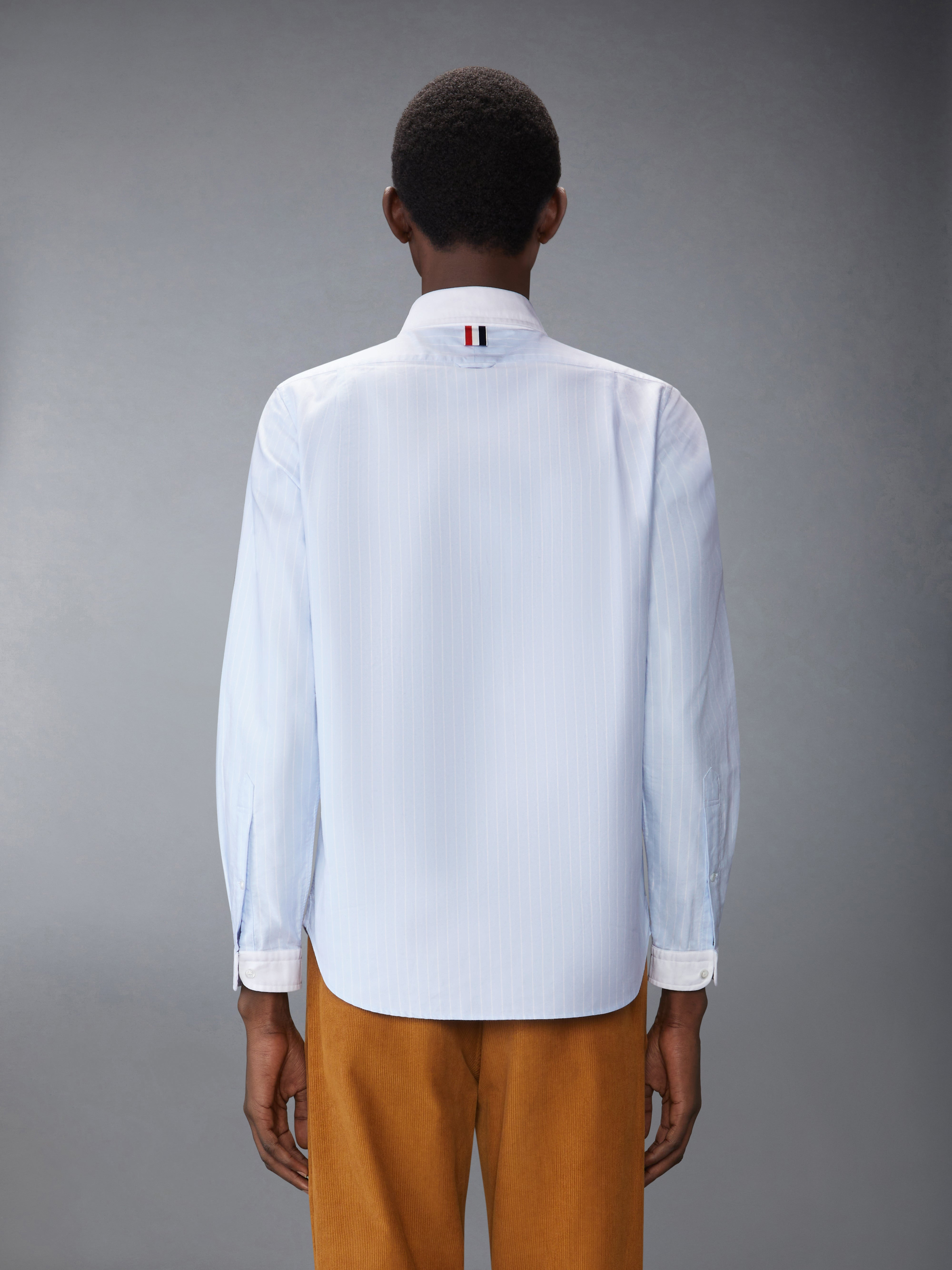 PINSTRIPE OXFORD SHAWL COLLAR SHIRT - 4