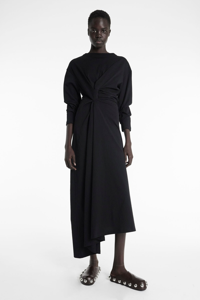 KNOTTED JERSEY DRESS BLACK 1