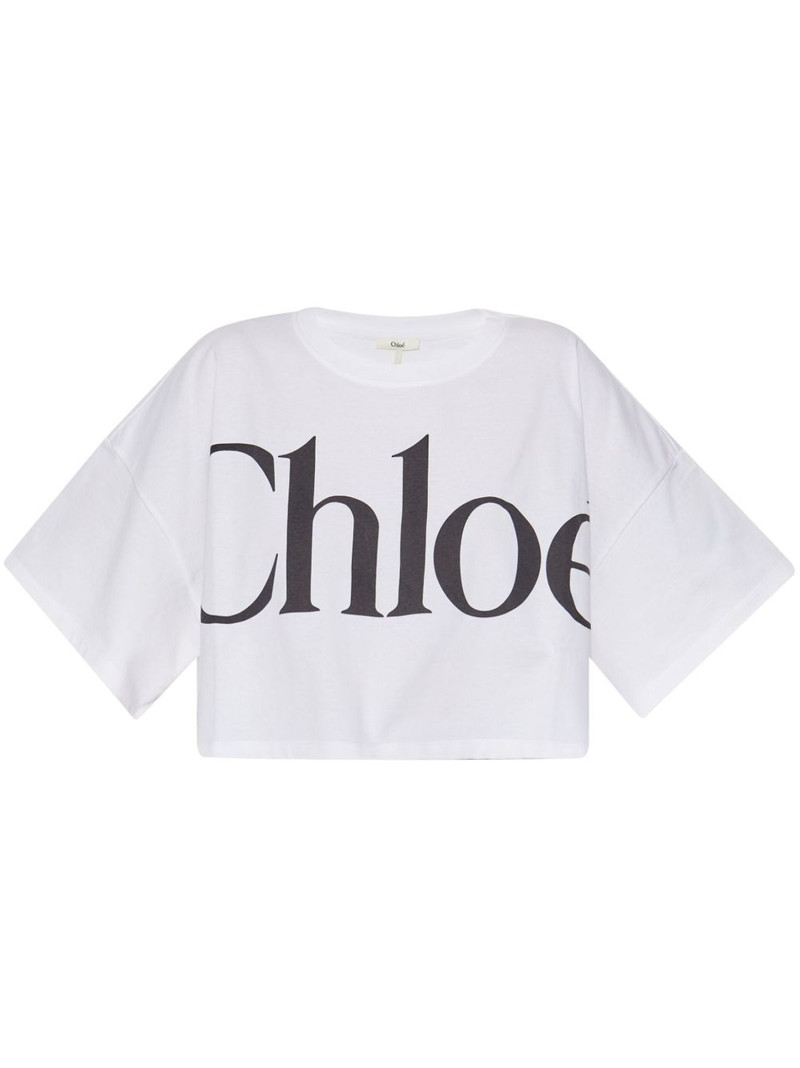 Chloé Women Logo Cotton Cropped T-Shirt - 1